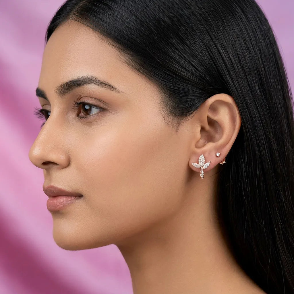 925 Silver Rose Gold Earrings