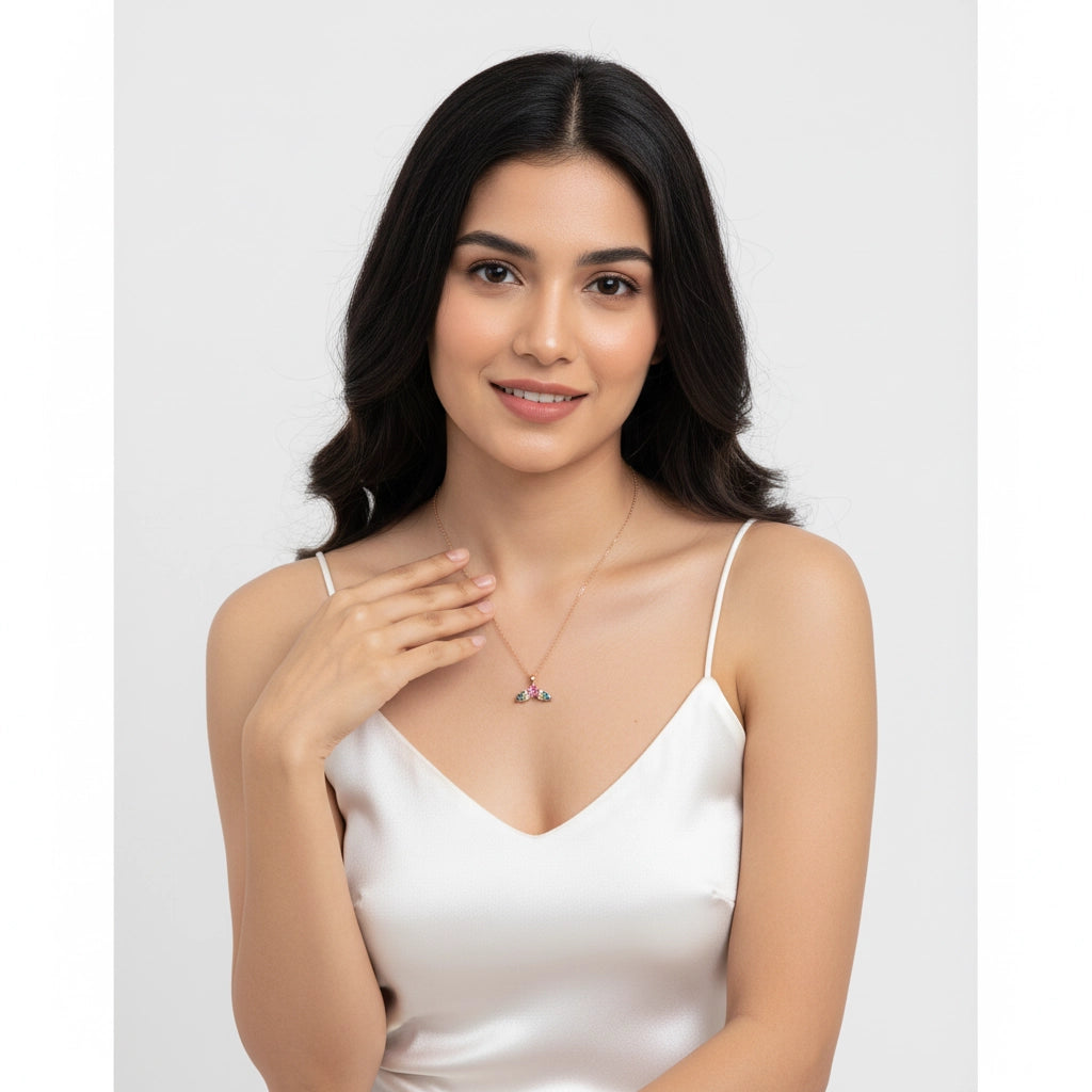 Silver Colorful Butterfly Necklace