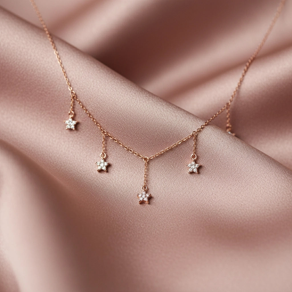 Silver Star Charms Necklace